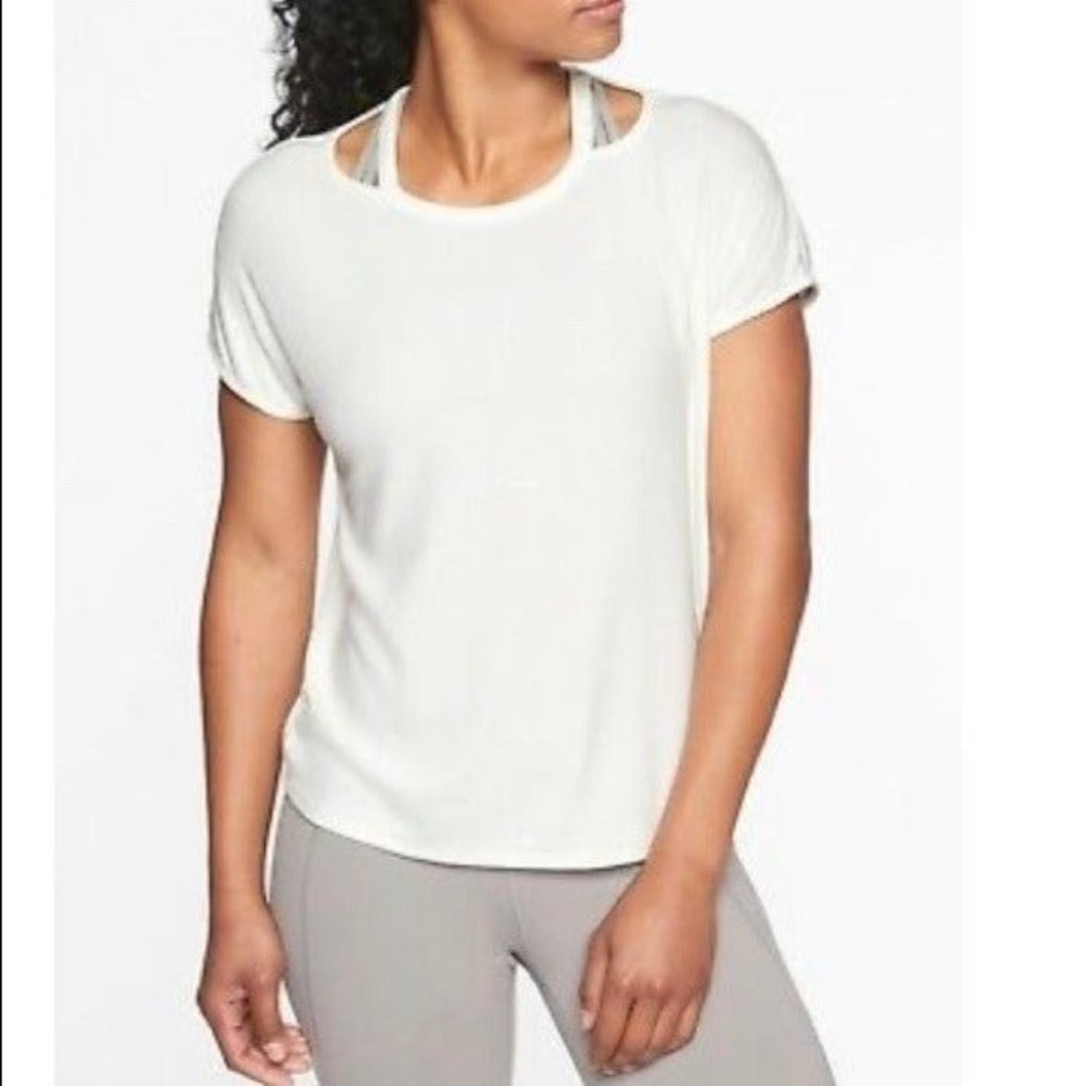 Athleta Glimpse Open Neck Tee Size Medium